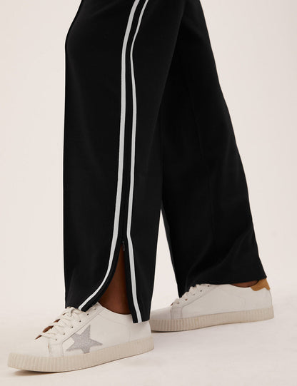 Side Stripe Wide Leg Trousers Black