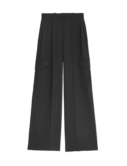 Black Cargo Wide Leg Trousers