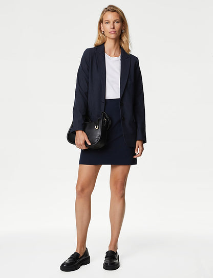 Relaxed Pinstripe Single Breasted Blazer Navy