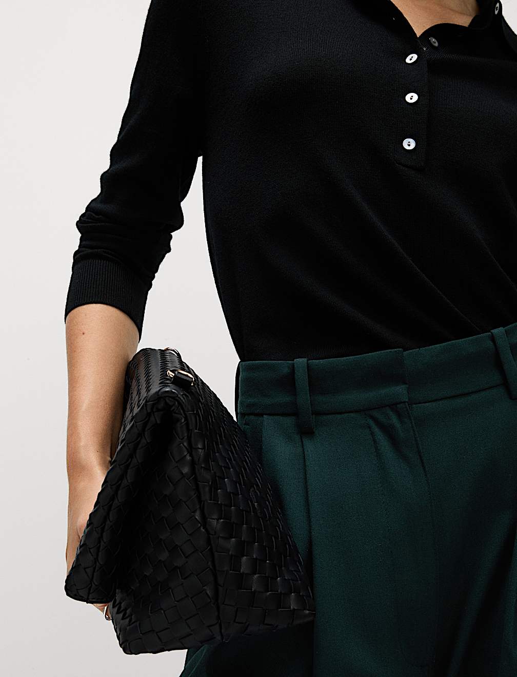 Pleat Front Wide Leg Trousers