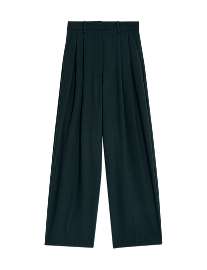 Pleat Front Wide Leg Trousers