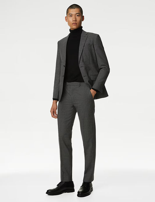 Tailored Fit Pure Wool Puppytooth Trousers