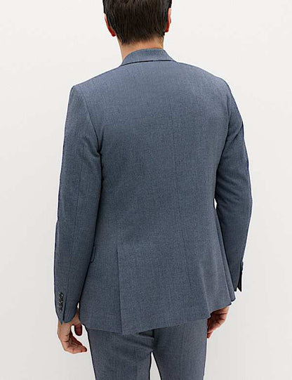 Slim Fit Twill Double Breasted Suit Jacket