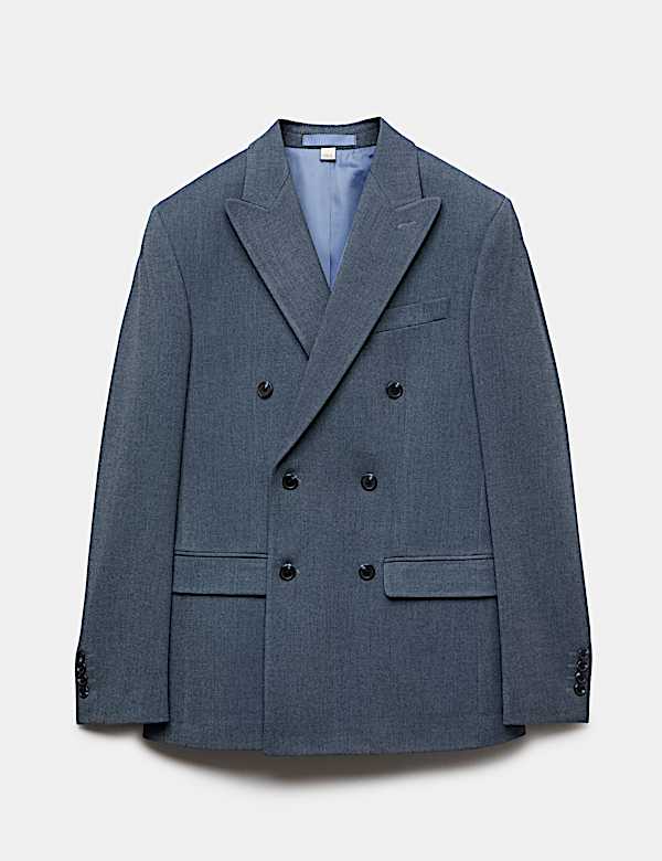 Slim Fit Twill Double Breasted Suit Jacket