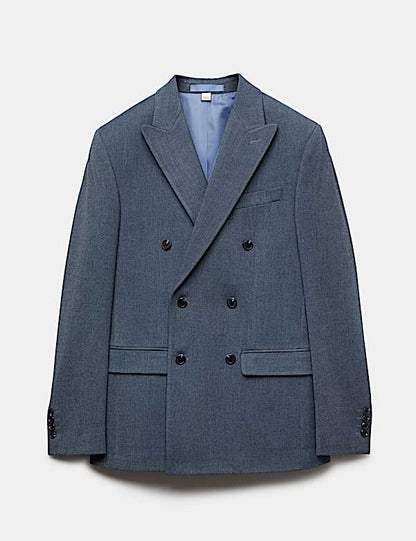 Slim Fit Twill Double Breasted Suit Jacket