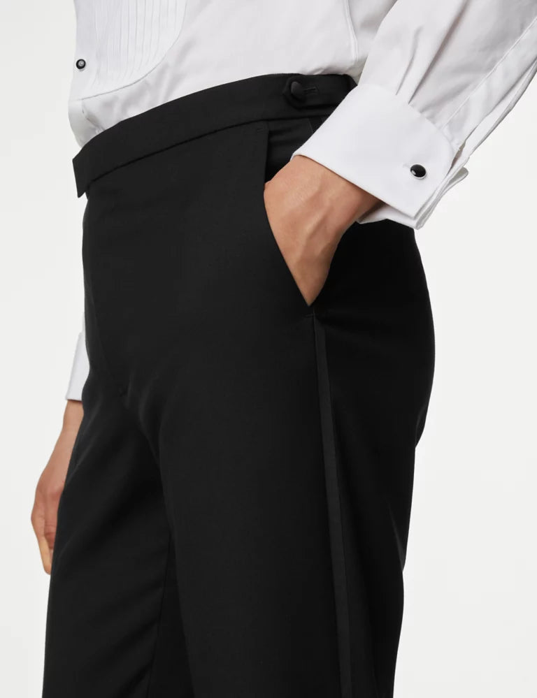 Tailored Fit Tuxedo Trousers Black