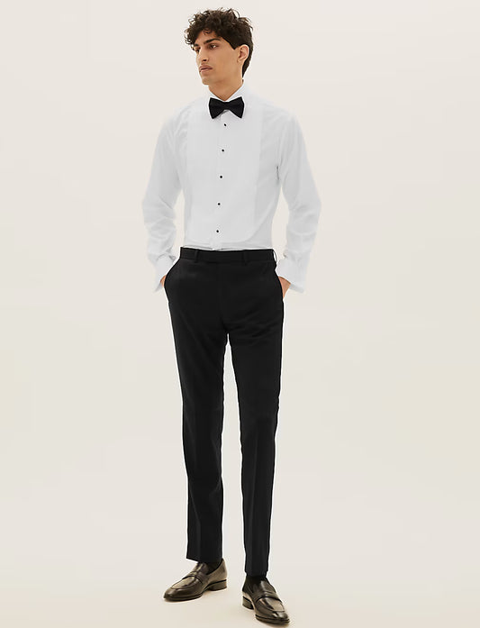 Black Slim Fit Textured Trousers