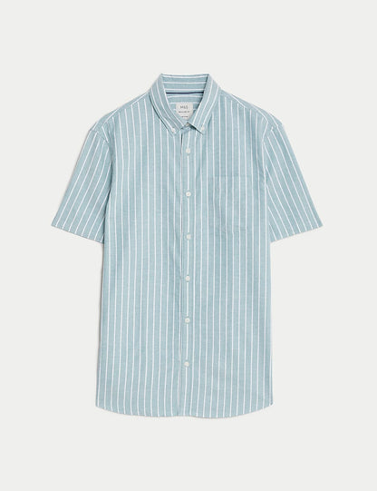 Pure Cotton Striped Oxford Short Sleeve Shirt