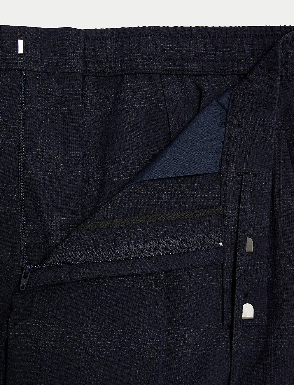 Tall Check Single Pleat Elasticated Trousers