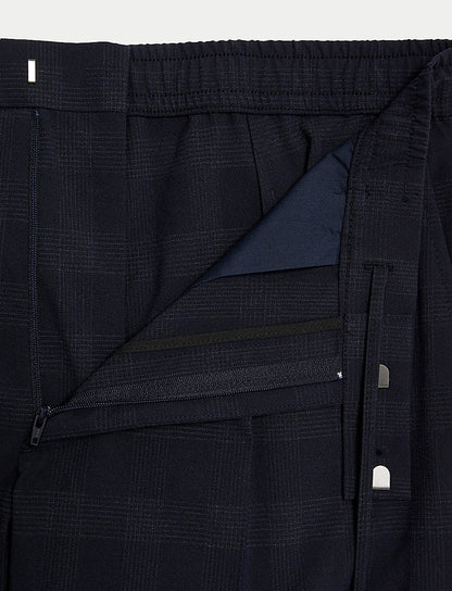 Tall Check Single Pleat Elasticated Trousers