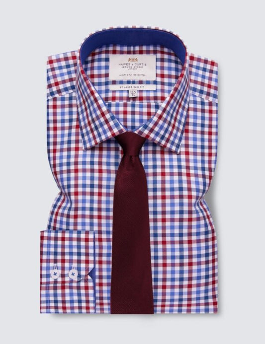 Red And Navy Block Check Shirt