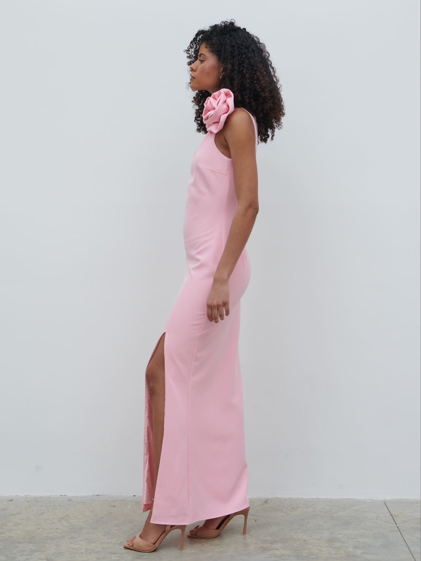 Pretty Lavish Samaya One Shoulder Corsage Maxi Dress - Pink