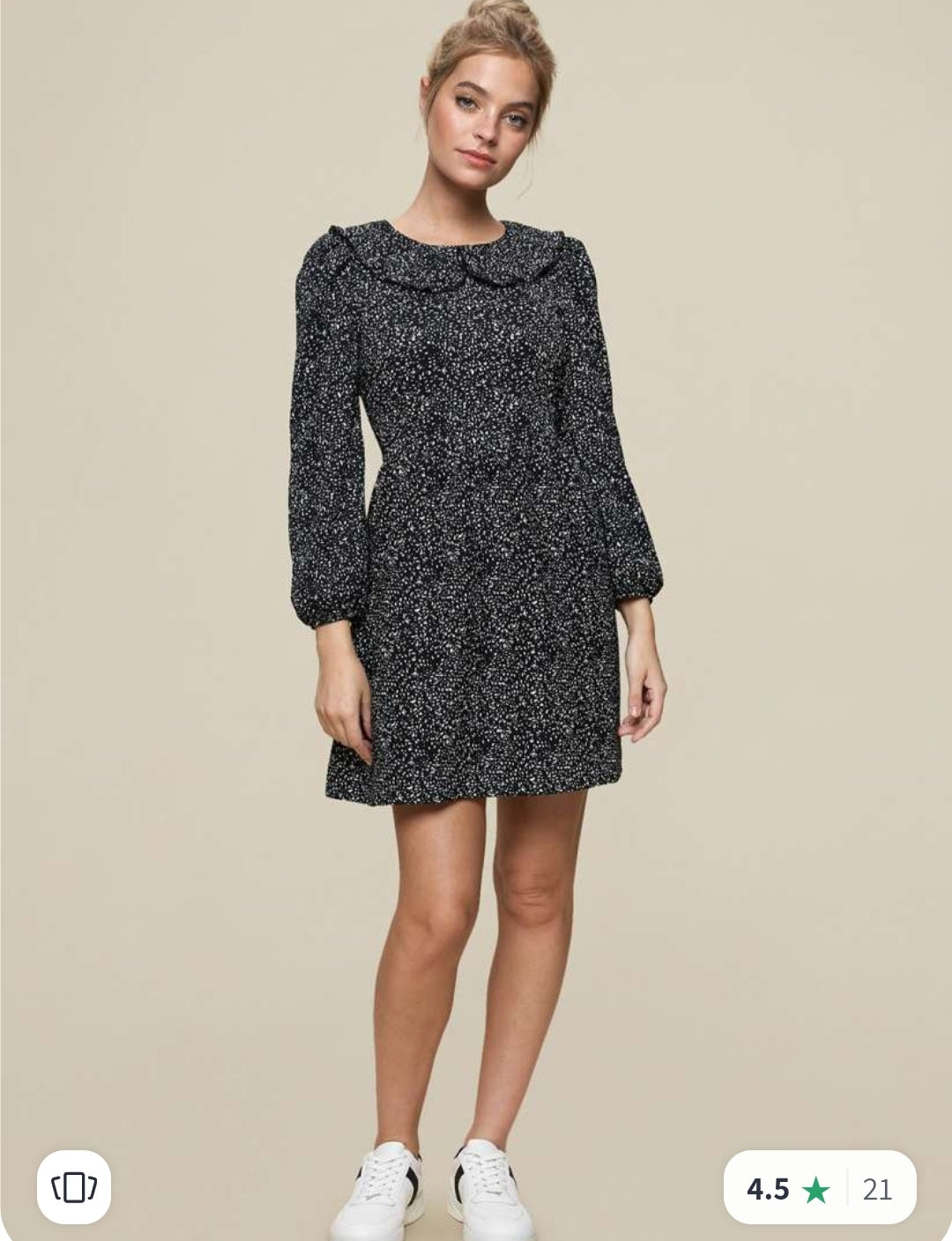 Petite Monochrome 3/4 Sleeve Mini Dress