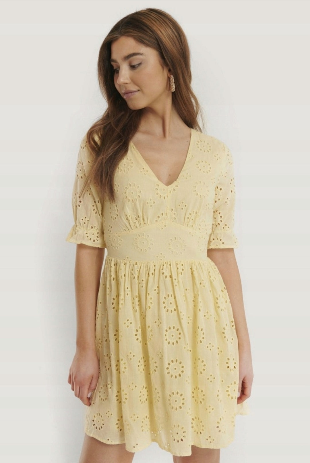 Yellow Cotton Broderie Lace Dress