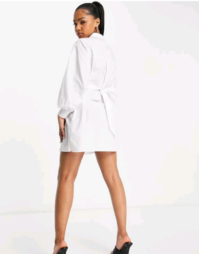 Miss Selfridge Going Out Twist Front Shirt Dress in white