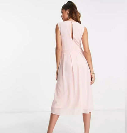 TFNC maternity Bridesmaid Chiffon Midi Dress Whisper Pink
