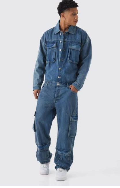 Oversized Denim Boilersuit Vintage Blue