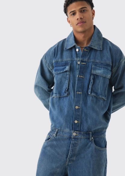 Oversized Denim Boilersuit Vintage Blue
