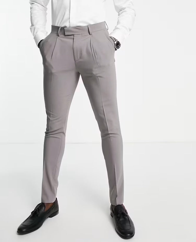 Noak 'Tower Hill' super skinny suit trousers in grey worsted wool blend with stretch