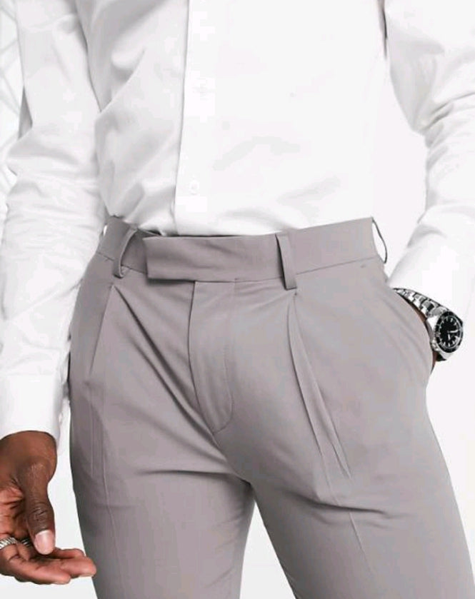 Noak 'Tower Hill' super skinny suit trousers in grey worsted wool blend with stretch
