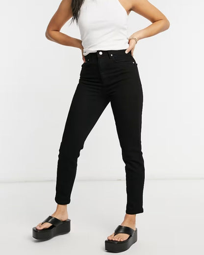 High Rise Farleigh Mom Jeans In Clean Black