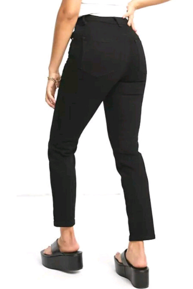 High Rise Farleigh Mom Jeans In Clean Black