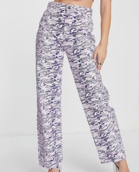 Dad Jeans Co-ord in Purple Zebra Print