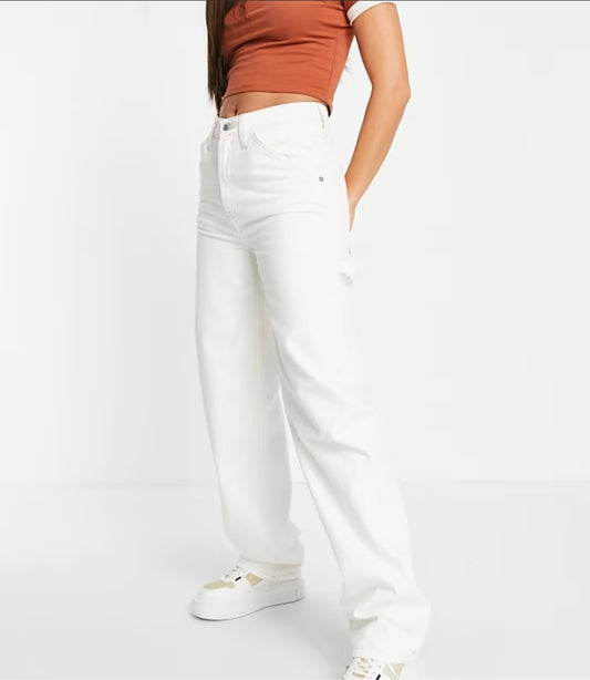 Oversized Skater Jeans in Off-White