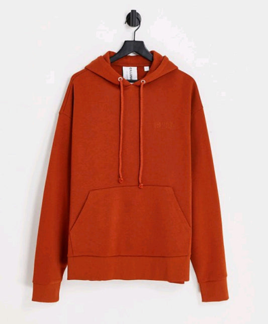 Unisex Embroidered Logo Hoodie in Dark Orange