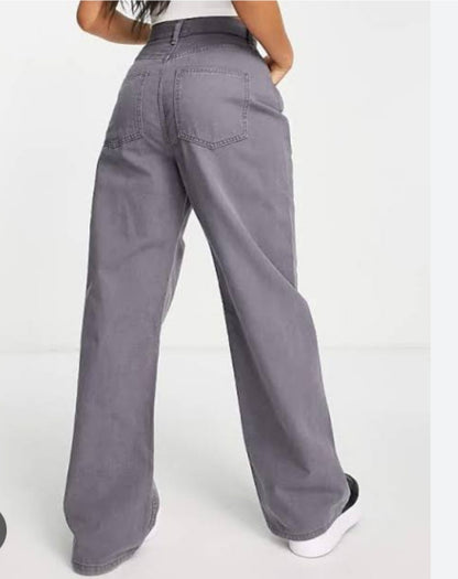 Hourglass Wide Leg Dad Trouser in Grey