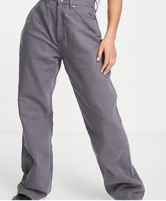 Hourglass Wide Leg Dad Trouser in Grey