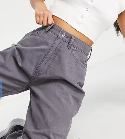 Hourglass Wide Leg Dad Trouser in Grey