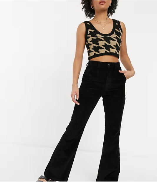 Reclaimed Vintage Inspired The '87 flared jeans in black cord