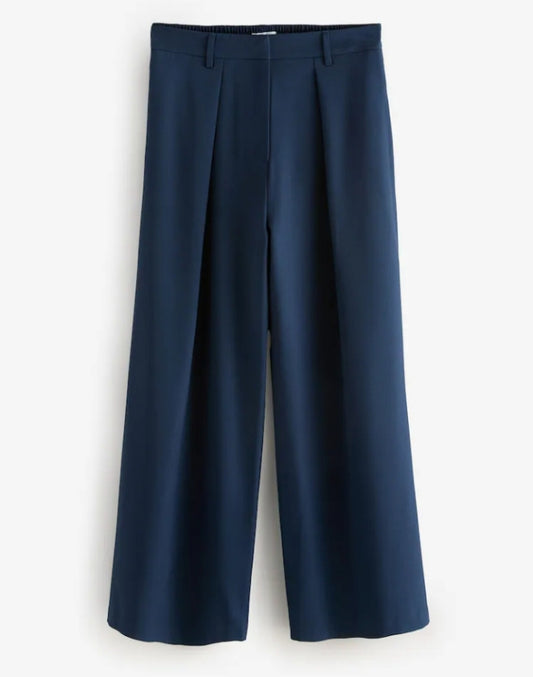Navy Wide Leg Twill Trouser