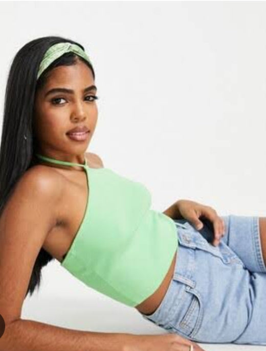 Monki Halter Neck Knitted Crop Top