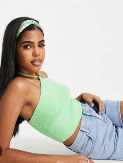 Monki Halter Neck Knitted Crop Top