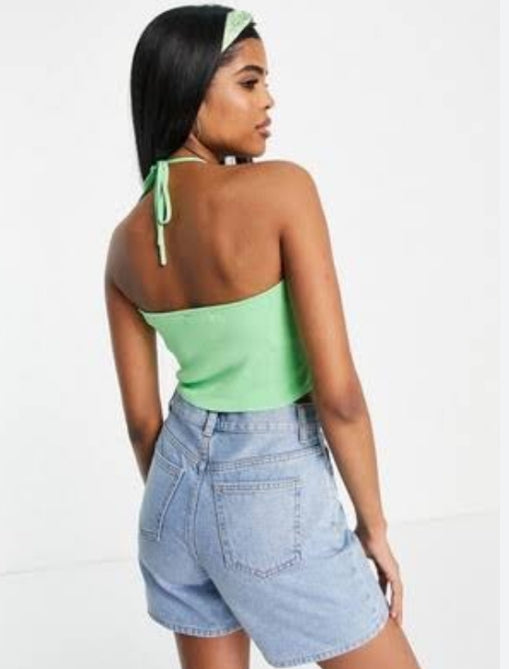 Monki Halter Neck Knitted Crop Top
