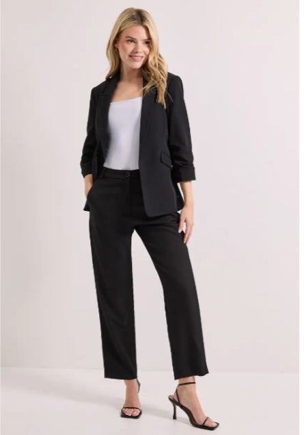 Dorothy Perkins Ruched Sleeve Blazer And Trouser Set Black