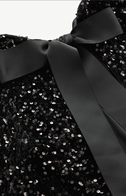 Next Evening Sequin Bow Back  dress - black