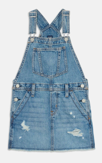 KIDS DENIM PINAFORE DRESS - Denim dress - medium indigo