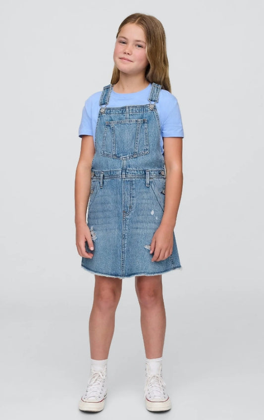 KIDS DENIM PINAFORE DRESS - Denim dress - medium indigo