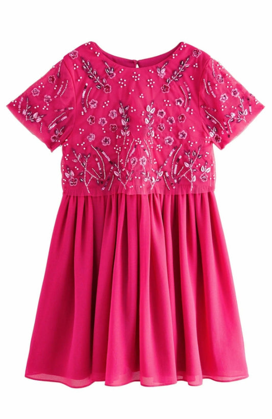 REGULAR FIT - SEQUIN EMBELLISHED - Cocktail Dress / Party Dress - bright pink