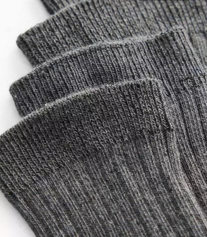 Grey Ribbed Long Socks 5 Pack - Grey