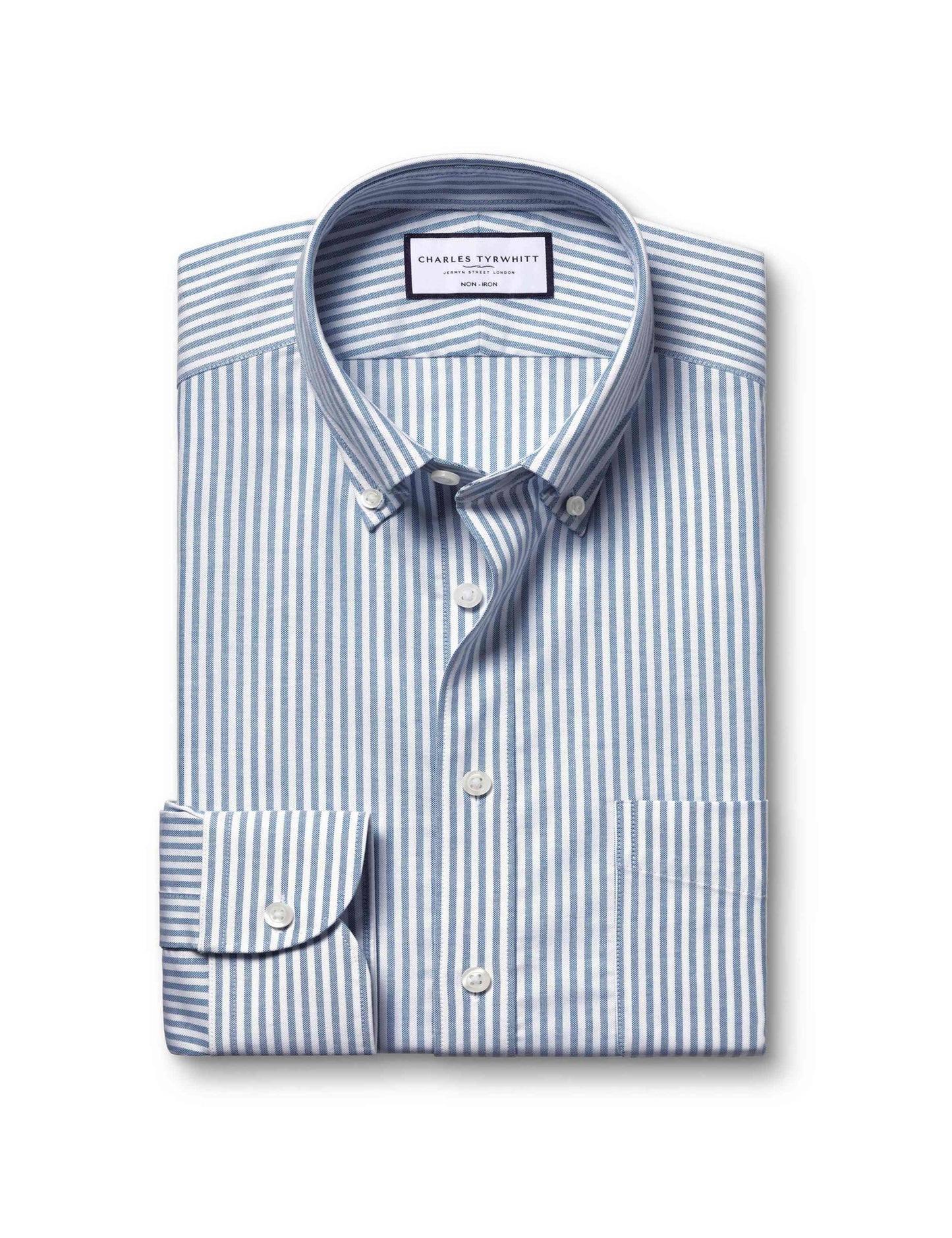 Slim Fit Cotton Rich Striped Oxford Shirt