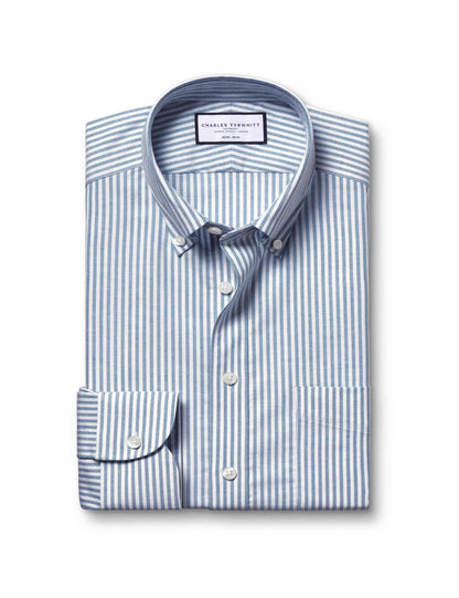 Slim Fit Cotton Rich Striped Oxford Shirt