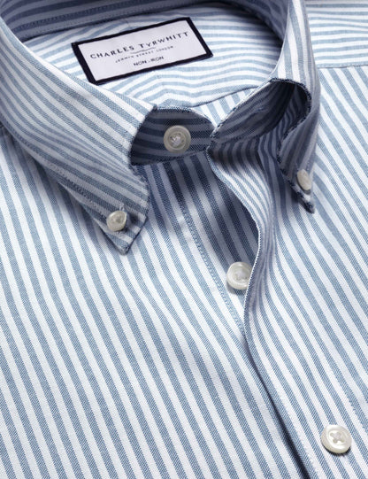 Slim Fit Cotton Rich Striped Oxford Shirt