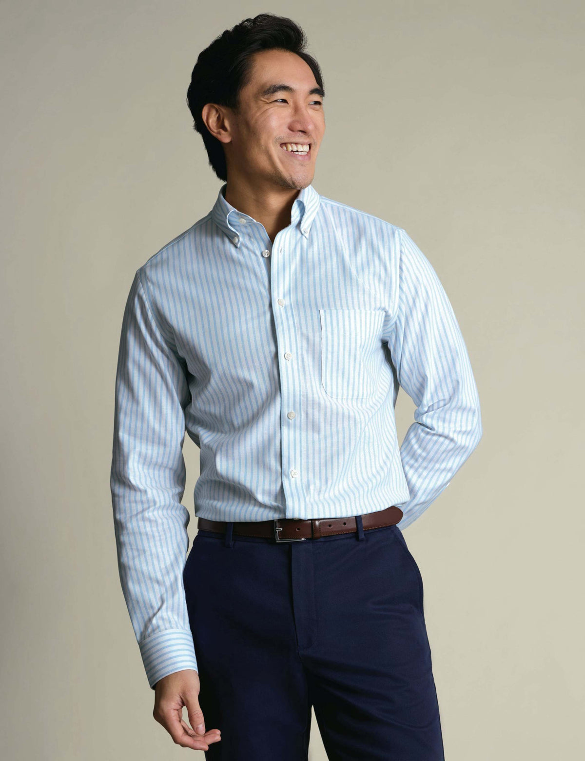 Slim Fit Non Iron Cotton Rich Striped Shirt