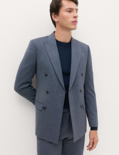 Slim Fit Twill Double Breasted Suit Jacket