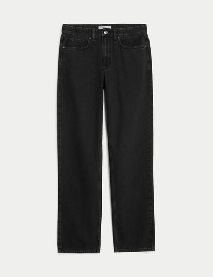 Pure Cotton Straight Fit Jeans Black