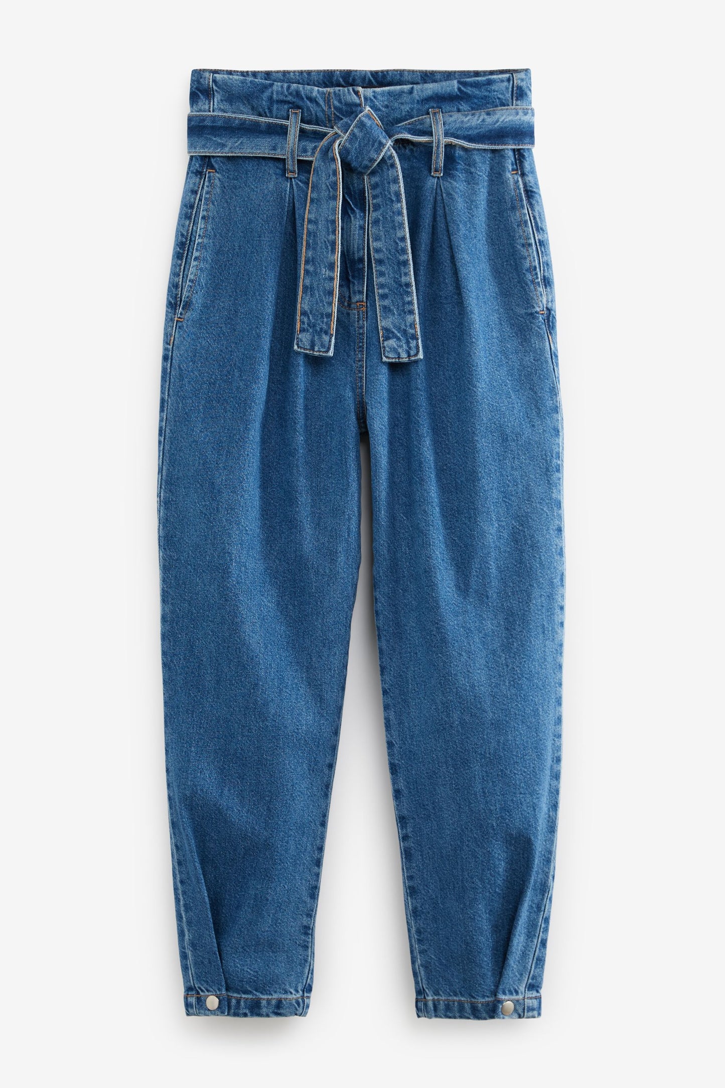 Tapered Paperbag Jeans Blue